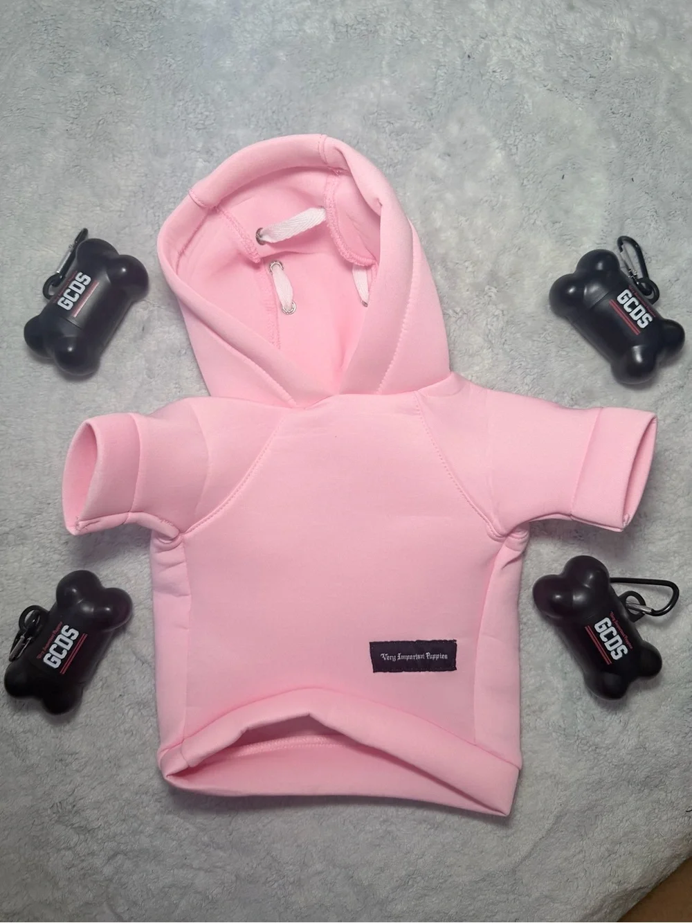 GCDS x Very Important Puppies Pink Logo Dog Sweatshirt Hoodie Luxury Pet Size S
